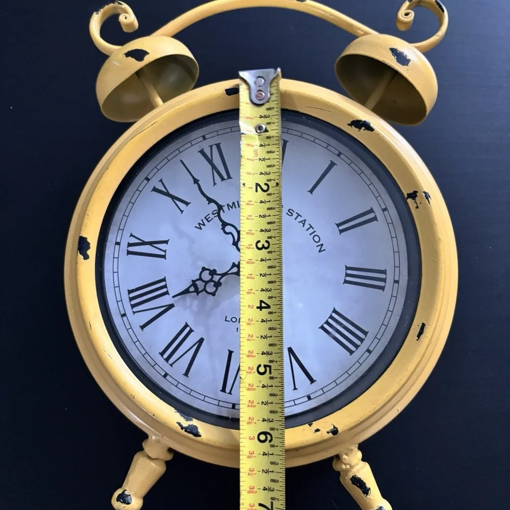 Shabby Chic Westminster Station Yellow‎ Metal Clock